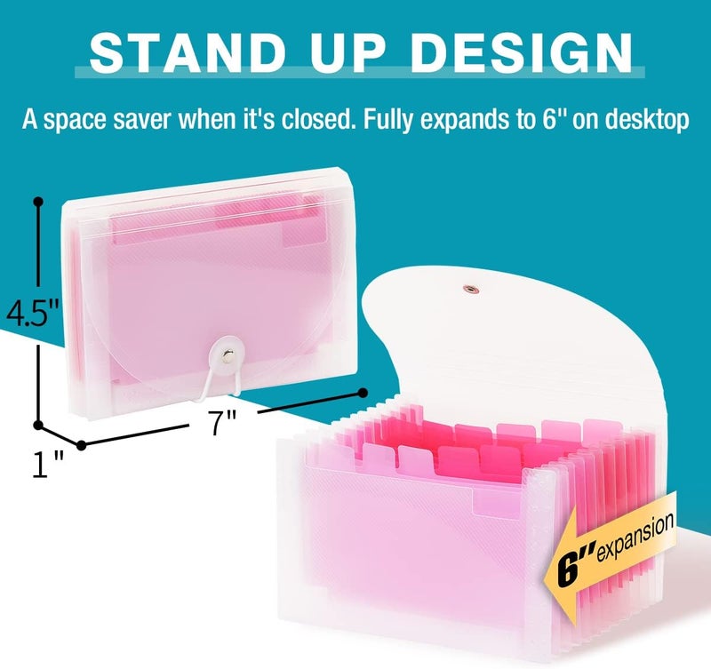 H4D Coupon Receipt Holder, 13 Pocket Accordion File Organizer, 7x4.5 Inches, Pink - Image 2